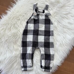 City Mouse | Unisex Buffalo Check Romper Jumpsuit Overalls Black & White Snaps